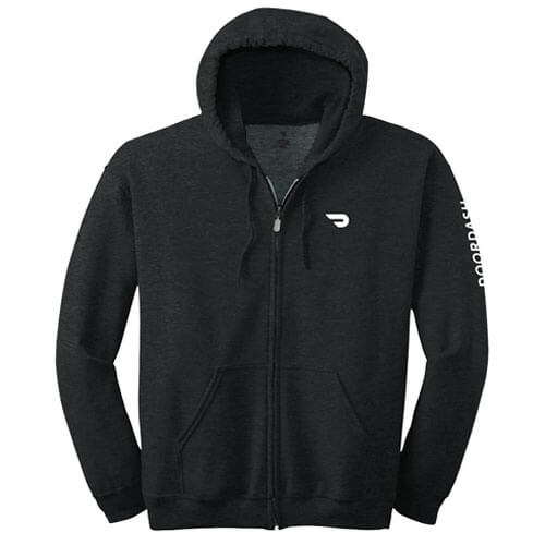 DoorDash Gray Zip-Up Hoodie